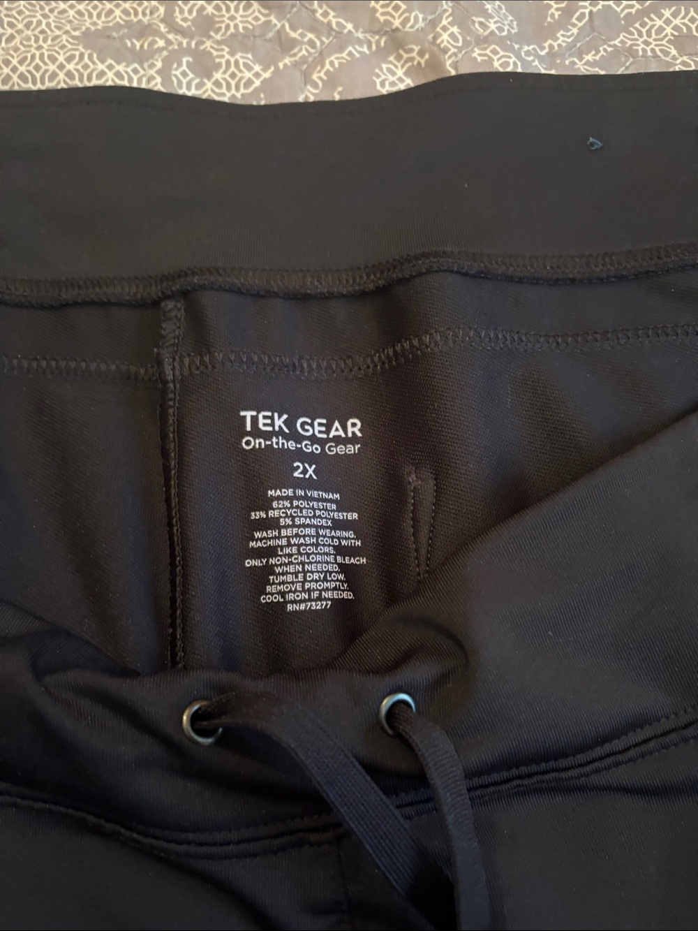 tek gear Black Drawstring Track Joggers with Zip Pocket - Picture 2 of 4